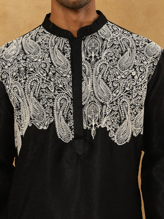 Silk Blend Embroidered Kurta Pyjama Set