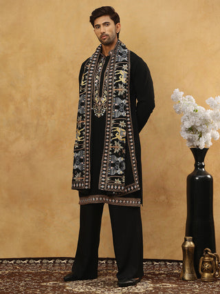 Embroidered Cotton Blend Kurta Pyjama & Dupatta Set