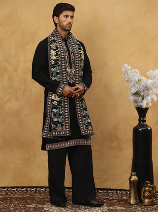 Embroidered Cotton Blend Kurta Pyjama & Dupatta Set
