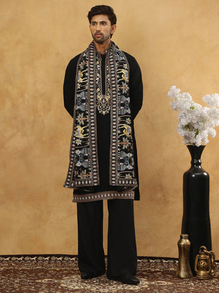 Embroidered Cotton Blend Kurta Pyjama & Dupatta Set