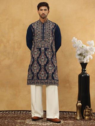 Embroidered Silk Blend Kurta Set
