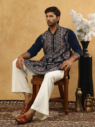 Embroidered Silk Blend Kurta Set