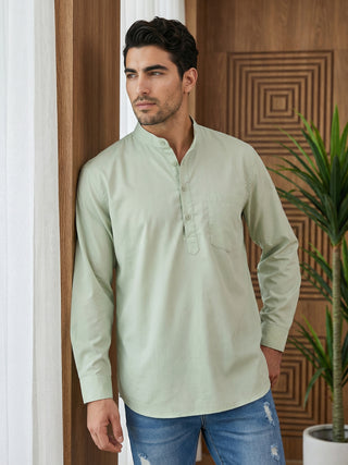 Pista Green Casual Solid Short Kurta