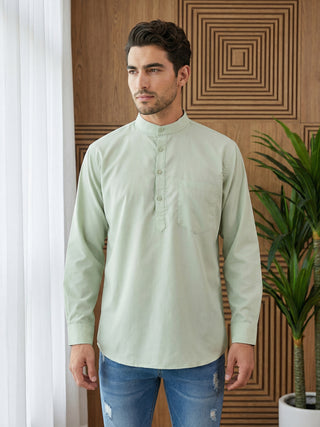 Pista Green Casual Solid Short Kurta