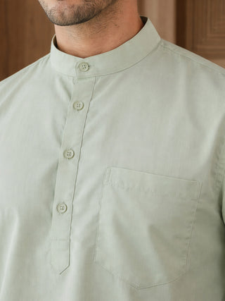 Pista Green Casual Solid Short Kurta