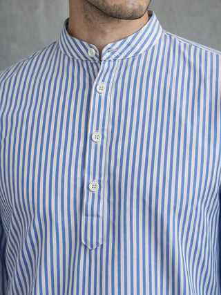 Men’s Blue Striped Short Kurta