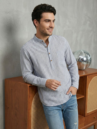 Men’s Blue Striped Short Kurta