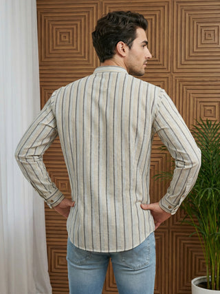Men’s Yellow Striped Short Kurta