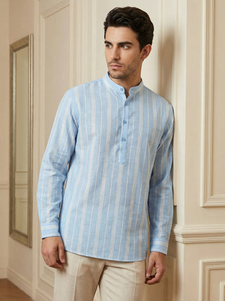 Stripe Pattern Cotton Blend Ethnic Kurta