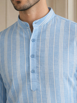 Stripe Pattern Cotton Blend Ethnic Kurta