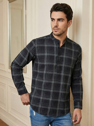 Men Classic Check Design Short Kurta