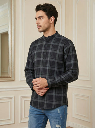 Men Classic Check Design Short Kurta