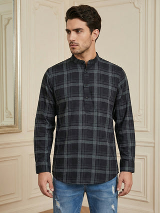 Men Classic Check Design Short Kurta