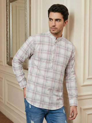 Men Classic Check Design Short Kurta