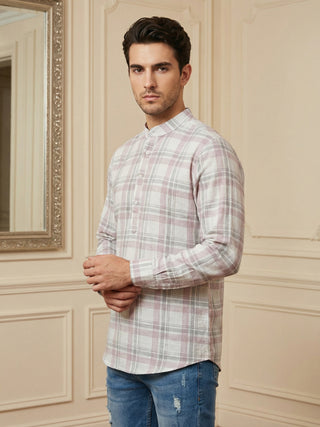 Men Classic Check Design Short Kurta