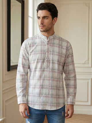 Men Classic Check Design Short Kurta