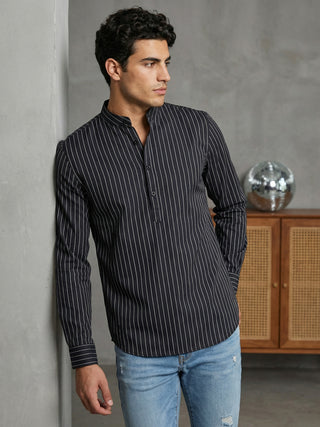 Men's Cotton Striped Short Kurta