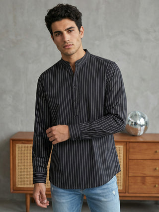 Men's Cotton Striped Short Kurta