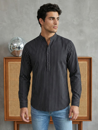 Men's Cotton Striped Short Kurta