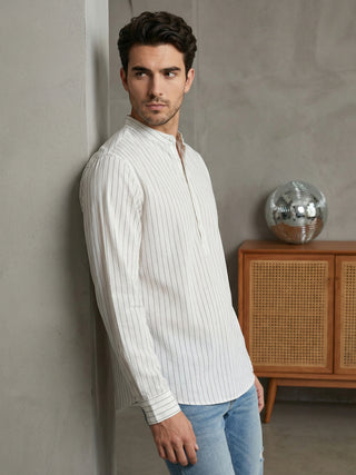 Men's Cotton Striped Short Kurta