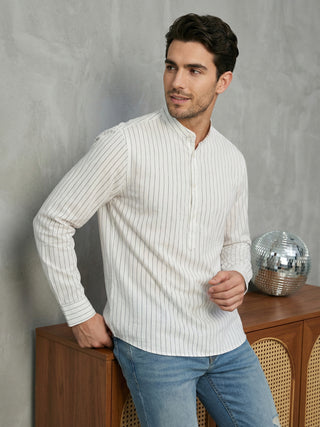 Men's Cotton Striped Short Kurta