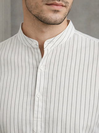 Men's Cotton Striped Short Kurta