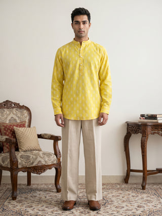 Cotton Blend Traditional Printed Short Kurta