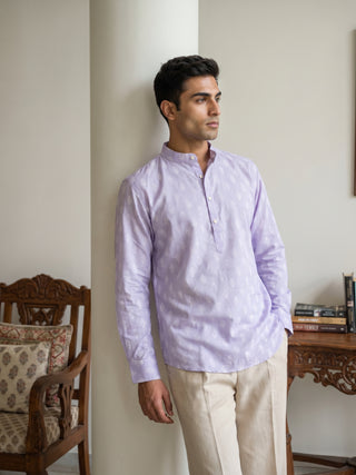 Cotton Blend Traditional Printed Short Kurta