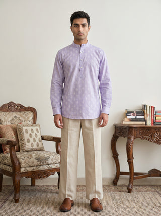 Cotton Blend Traditional Printed Short Kurta