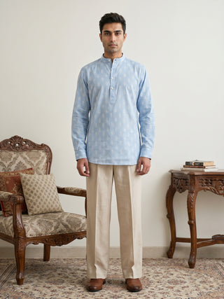 Cotton Blend Traditional Printed Short Kurta