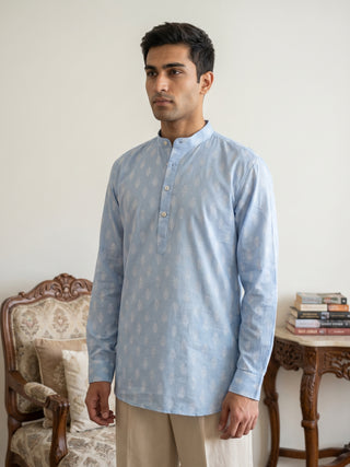 Cotton Blend Traditional Printed Short Kurta