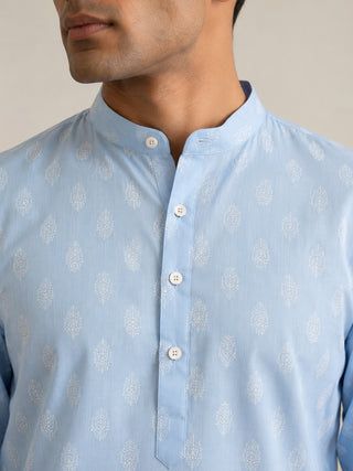 Cotton Blend Traditional Printed Short Kurta