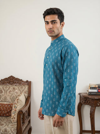 Cotton Blend Traditional Printed Short Kurta