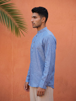 Linen Blend Solid Short Kurta