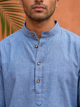Linen Blend Solid Short Kurta