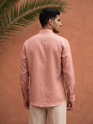 Linen Blend Solid Short Kurta