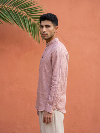 Linen Blend Solid Short Kurta