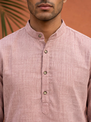Linen Blend Solid Short Kurta