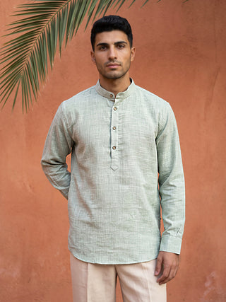 Linen Blend Solid Short Kurta