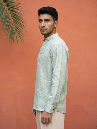 Linen Blend Solid Short Kurta
