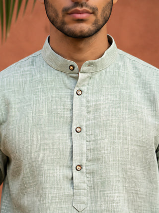 Linen Blend Solid Short Kurta