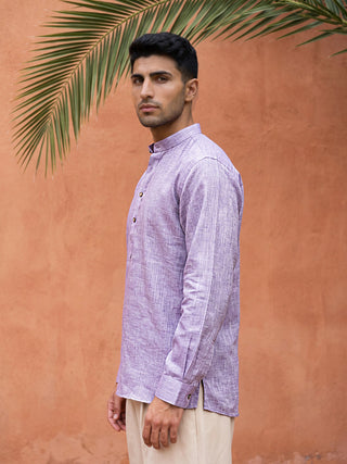 Linen Blend Solid Short Kurta