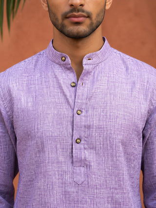 Linen Blend Solid Short Kurta