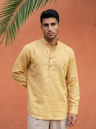 Linen Blend Solid Short Kurta