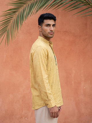 Linen Blend Solid Short Kurta