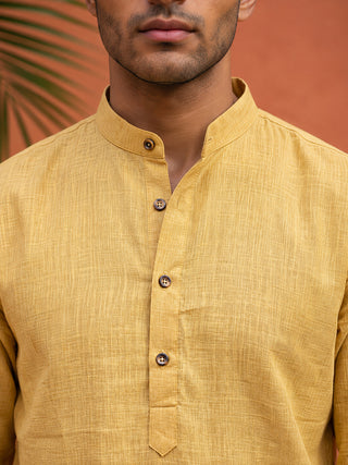 Linen Blend Solid Short Kurta