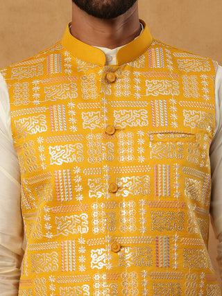 Men’s Silk Blend Embroidered Nehru Jacket