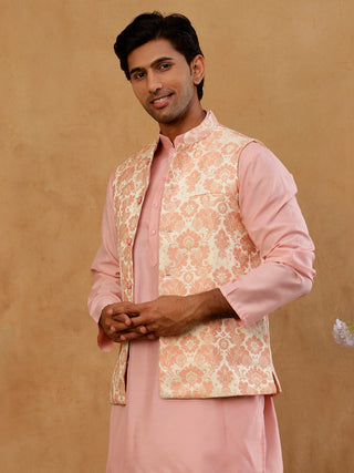 Men's Floral Jacquard Silk Blend Nehru Jacket