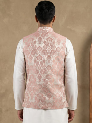Men's Floral Jacquard Silk Blend Nehru Jacket