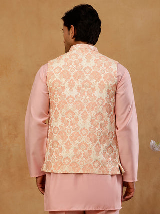 Men's Floral Jacquard Silk Blend Nehru Jacket
